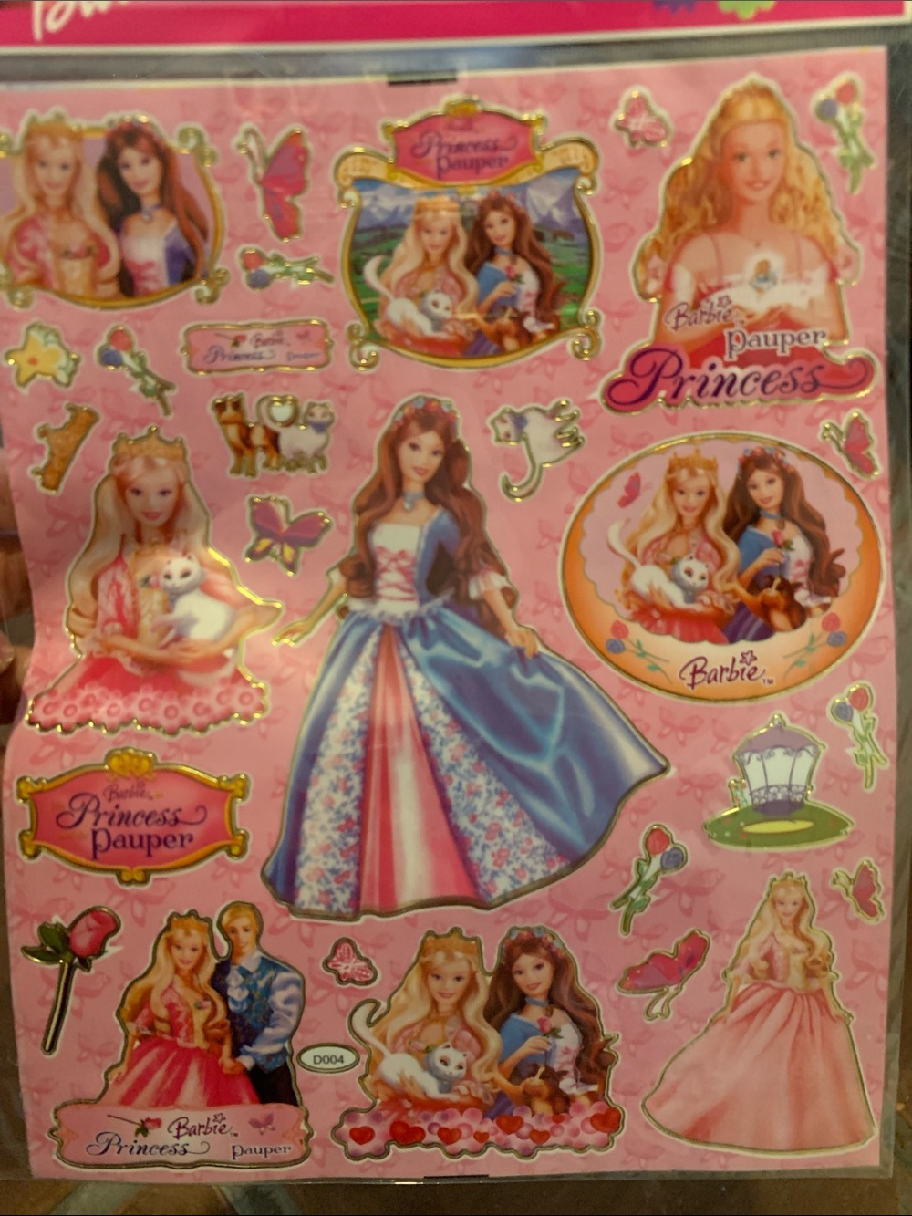 Barbie Pink and Blue Princess Sticker Sheet
